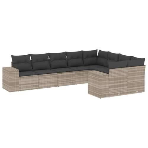 Vrtna garnitura - 9-dijelni set vrtnih sofa od poliratana s jastucima svjetlosivi - Svjetlosiva i tamnosiva Bez stola 1 Cijena
