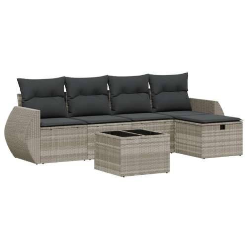Vrtna garnitura - 6-dijelni set vrtnih sofa od poliratana s jastucima svjetlosivi - Svjetlosiva bez spremišta 5 Cijena