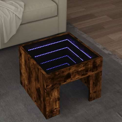 Stolić s beskonačnim LED svjetlima boja hrasta 40x40x30 cm - Dimljeni hrast 1 40 cm Cijena