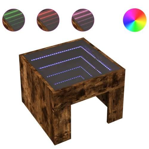 Stolić s beskonačnim LED svjetlima boja hrasta 40x40x30 cm - Dimljeni hrast 1 40 cm Cijena