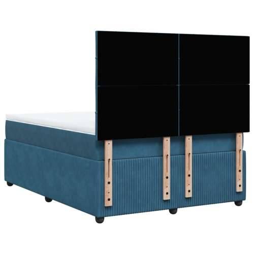 Krevet s oprugama i madracem plavi 140x200 cm baršunasti - Plava 140 x 200 cm Blok s kvadratima Cijena