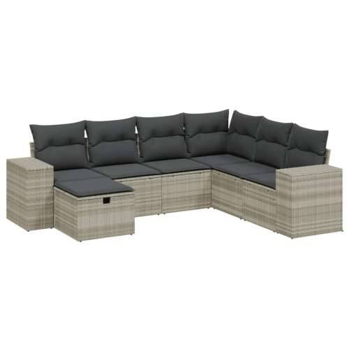 Vrtna garnitura - 7-dijelni set vrtnih sofa svjetlosivi od poliratana - Svjetlosiva Bez stola 1 Cijena