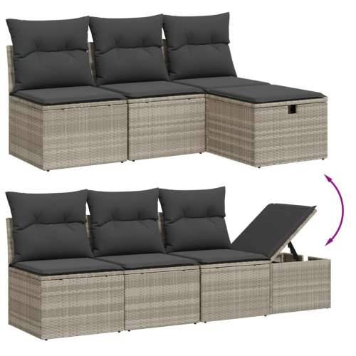 Vrtna garnitura - 7-dijelni set vrtnih sofa svjetlosivi od poliratana - Svjetlosiva Bez stola 1 Cijena