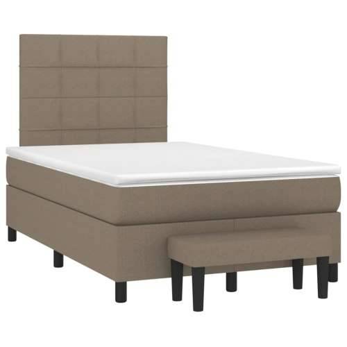 Krevet s oprugama i madracem smeđesivi 120 x 190 cm od tkanine - Sivo-smeđa 120 x 190 cm Blok s kvadratima Cijena