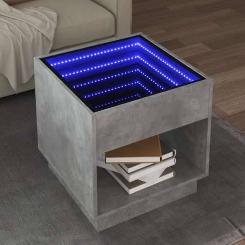 Stolić s beskonačnim LED siva boja betona 50x50x50 cm - Beton siva 1 50 cm Cijena