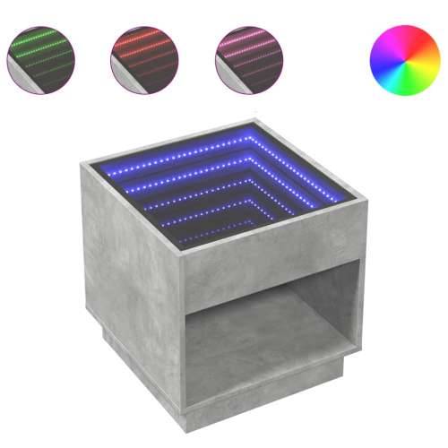 Stolić s beskonačnim LED siva boja betona 50x50x50 cm - Beton siva 1 50 cm Cijena