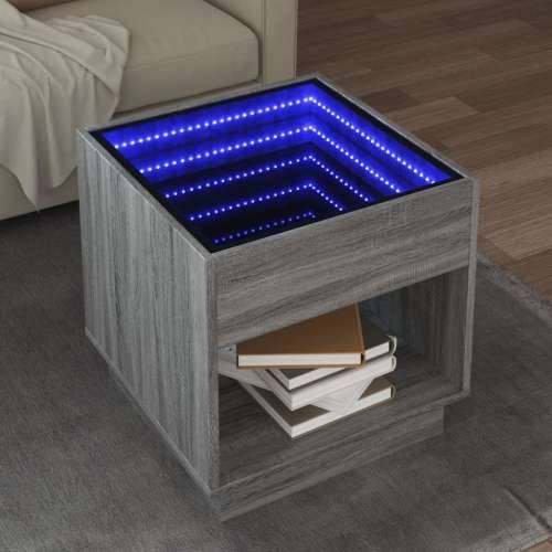 Stolić s beskonačnim LED svjetlima boja hrasta 50x50x50 cm - Sivi hrast sonoma 1 50 cm Cijena