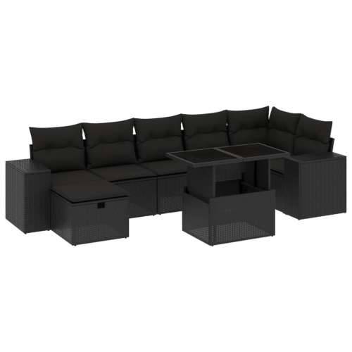 Vrtna garnitura - 8-dijelni set vrtnih sofa od poliratana s jastucima crni - Crna bez spremišta 1 Cijena