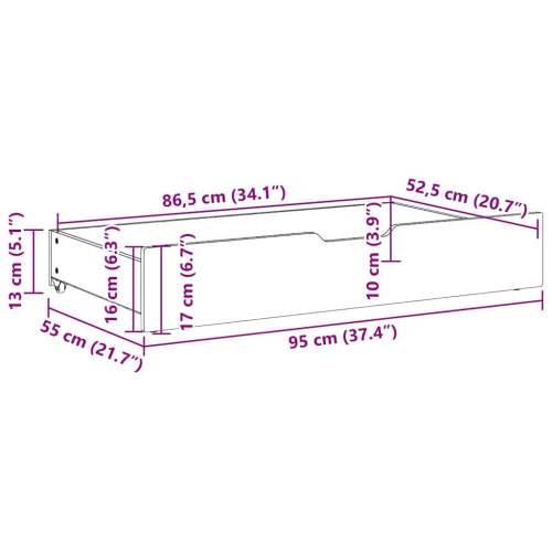 Ladice ispod kreveta 2 kom bijele 95x55x17 cm od borovine - Bijela 95 x 55 x 16 cm 1 Cijena