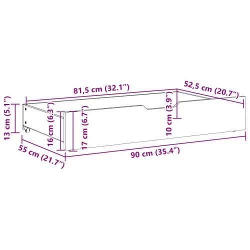 Ladice ispod kreveta s kotačima 2 kom 90x55x17 cm od borovine - Prirodna 90 x 55 x 16 cm 1 Cijena
