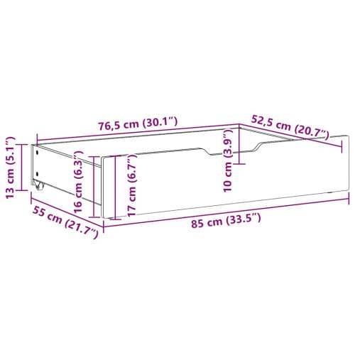 Ladice ispod kreveta 2 kom voštano smeđe 85x55x17cm od borovine - Voštano smeđa 85 x 55 x 16 cm 1 Cijena