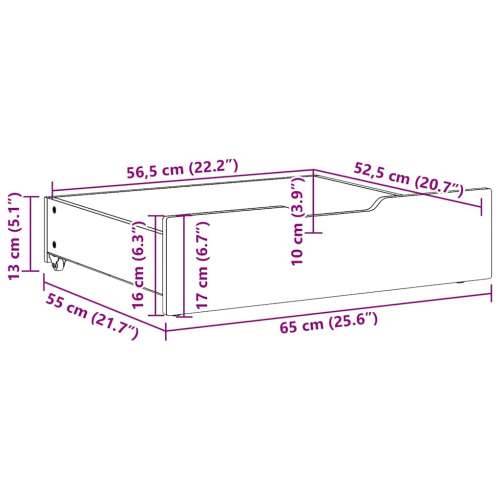 Ladice ispod kreveta s kotačima 2 kom 65x55x17 cm od borovine - Prirodna 65 x 55 x 16 cm 1 Cijena
