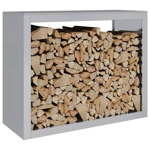 Stalak za drva za ogrjev 100x40x80 cm od pocinčanog čelika - Pocinčani čelik / siva 100 x 40 x 80 cm Cijena