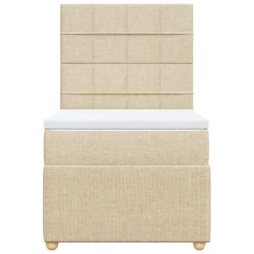Krevet s oprugama i madracem krem 90 x 190 cm od tkanine - Krema 90 x 190 cm Blok s kvadratima Cijena