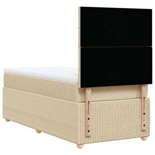 Krevet s oprugama i madracem krem 90 x 190 cm od tkanine - Krema 90 x 190 cm Blok s kvadratima Cijena