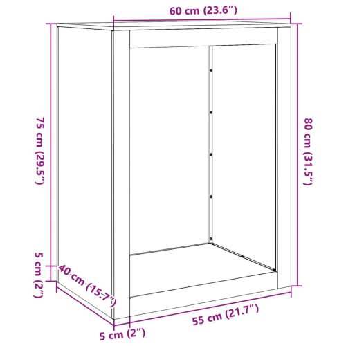 Stalak za drva za ogrjev crni 60 x 40 x 80 cm čelični - Čelik/crna 60 x 40 x 80 cm Cijena