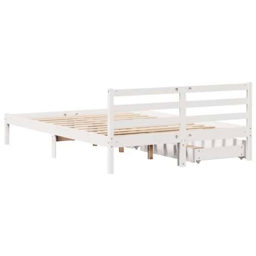 Okvir kreveta bez madraca bijeli 140 x 190 cm masivna borovina - Bijela 140 x 190 cm Cijena