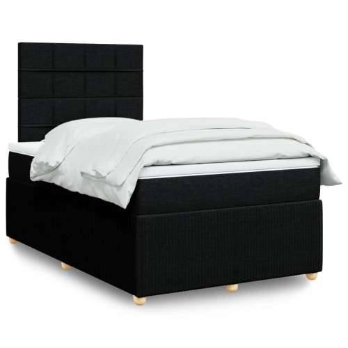 Krevet s oprugama i madracem crni 120 x 200cm od tkanine - Crna 120 x 200 cm Blok s kvadratima Cijena