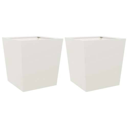 Vrtne sadilice 2 kom bijele 50 x 50 x 50 cm čelične - Čelik/bijela 50 x 50 x 50 cm 2 Cijena