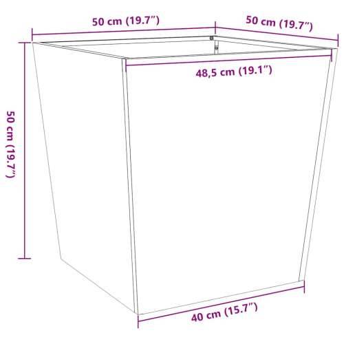 Vrtna sadilica 50 x 50 x 50 cm od pocinčanog čelika - Pocinčani čelik / siva 50 x 50 x 50 cm 1 Cijena