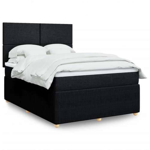 Krevet s oprugama i madracem crni 140 x 190 cm od tkanine - Crna 140 x 190 cm Gladak dizajn Cijena