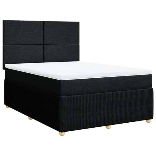 Krevet s oprugama i madracem crni 140 x 190 cm od tkanine - Crna 140 x 190 cm Gladak dizajn Cijena