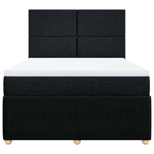 Krevet s oprugama i madracem crni 140 x 190 cm od tkanine - Crna 140 x 190 cm Gladak dizajn Cijena