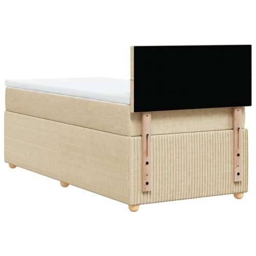 Okvir kreveta s oprugama i madrac krem 80x200 cm od tkanine - Krema 80 x 200 cm Blok s kvadratima Cijena