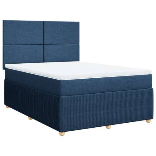Krevet s oprugama i madracem plavi 140 x 190 cm od tkanine - Plava 140 x 190 cm Gladak dizajn Cijena