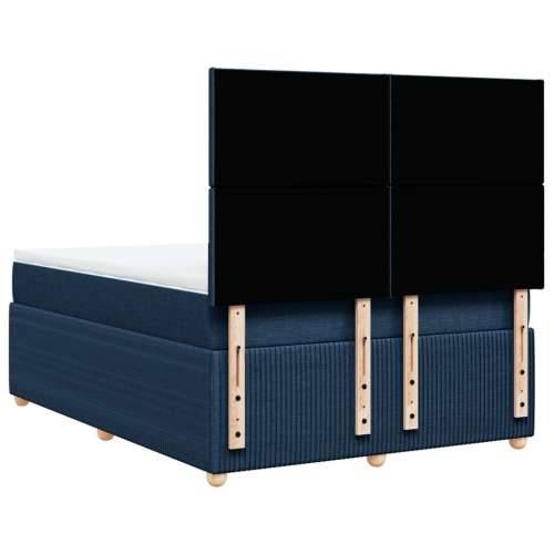 Krevet s oprugama i madracem plavi 140 x 190 cm od tkanine - Plava 140 x 190 cm Gladak dizajn Cijena