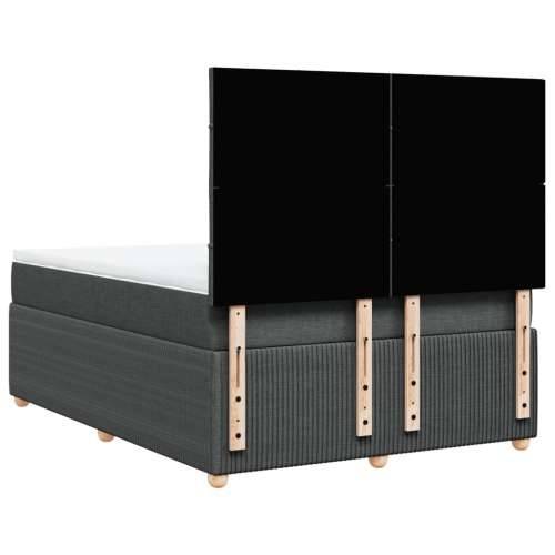 Krevet s oprugama i madracem tamnosivi 140x190 cm od tkanine - Tamno siva 140 x 190 cm Blok s kvadratima Cijena