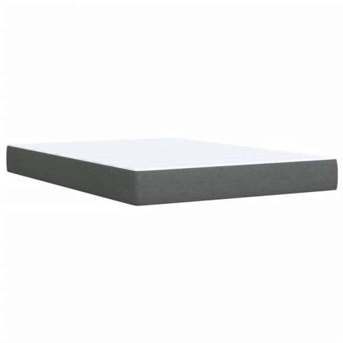 Krevet s oprugama i madracem tamnosivi 140x190 cm od tkanine - Tamno siva 140 x 190 cm Blok s kvadratima Cijena