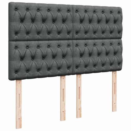 Krevet s oprugama i madracem tamnosivi 140x190 cm od tkanine - Tamno siva 140 x 190 cm Dizajn s gumbima Cijena