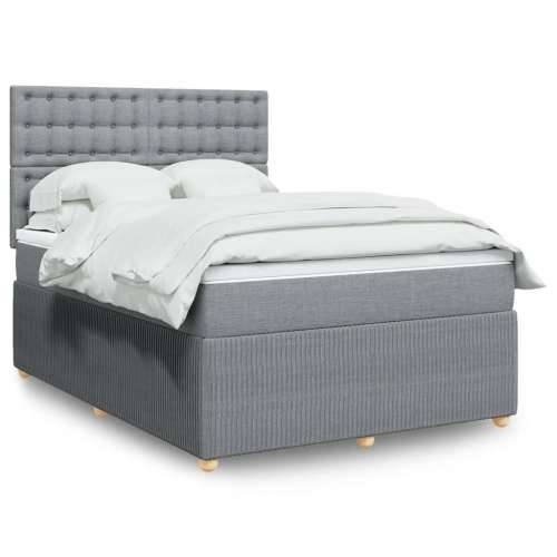 Krevet s oprugama i madracem svjetlosivi 140x190 cm od tkanine - Svjetlosiva 140 x 190 cm gumbi Cijena