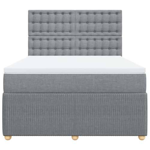 Krevet s oprugama i madracem svjetlosivi 140x190 cm od tkanine - Svjetlosiva 140 x 190 cm gumbi Cijena