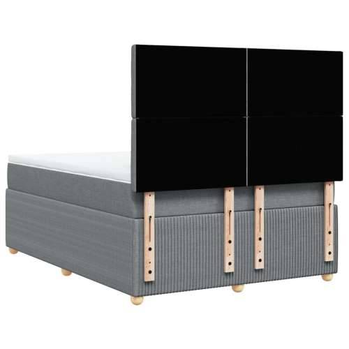 Krevet s oprugama i madracem svjetlosivi 140x190 cm od tkanine - Svjetlosiva 140 x 190 cm gumbi Cijena