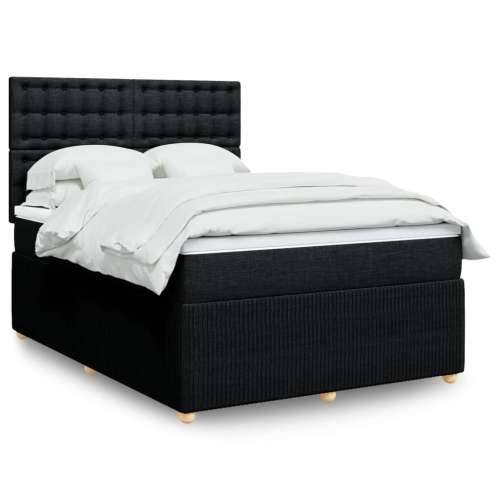 Krevet s oprugama i madracem crni 140 x 190 cm od tkanine - Crna 140 x 190 cm gumbi Cijena