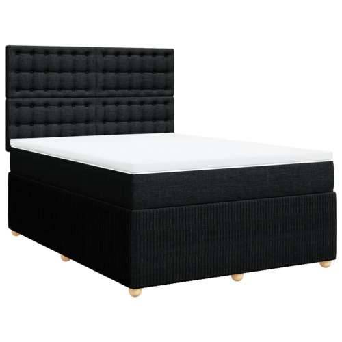 Krevet s oprugama i madracem crni 140 x 190 cm od tkanine - Crna 140 x 190 cm gumbi Cijena