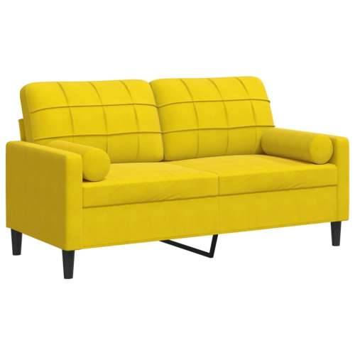 Dvosjed s ukrasnim jastucima žuti 140 cm baršunasti - Žuta 140 cm Cijena