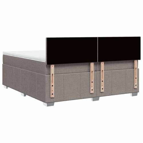Krevet s oprugama i madracem smeđesivi 200x200 cm od tkanine - Sivo-smeđa 200 x 200 cm Gladak dizajn Cijena