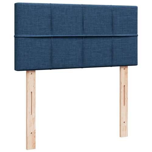 Krevet s oprugama i madracem plavi 90 x 200 cm od tkanine - Plava 90 x 200 cm Blok s kvadratima Cijena