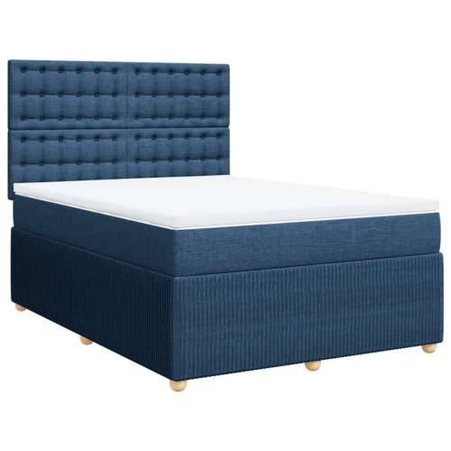 Krevet s oprugama i madracem plavi 140 x 190 cm od tkanine - Plava 140 x 190 cm gumbi Cijena
