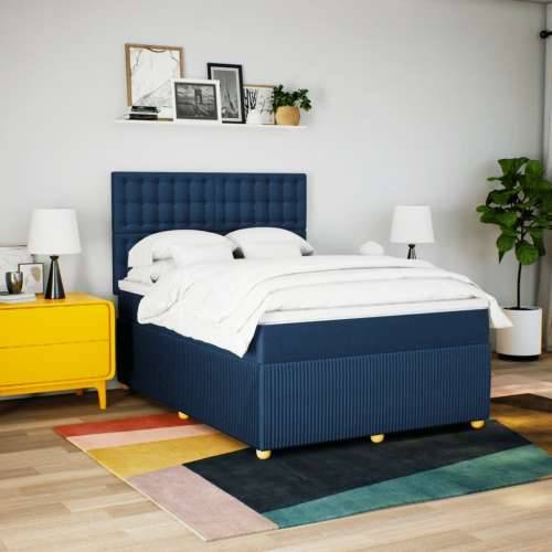 Krevet s oprugama i madracem plavi 140 x 190 cm od tkanine - Plava 140 x 190 cm gumbi Cijena