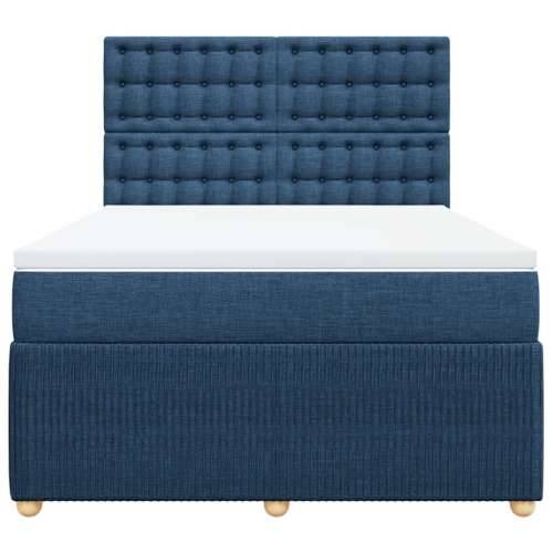 Krevet s oprugama i madracem plavi 140 x 190 cm od tkanine - Plava 140 x 190 cm gumbi Cijena