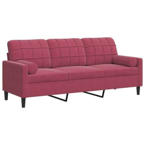 Trosjed s ukrasnim jastucima boja vina 180 cm baršunaste - boja crnog vina 180 cm Cijena