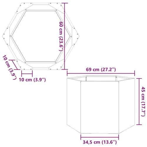 Vrtna sadilica šesterokutna 69x60x45 cm od pocinčanog čelika - Pocinčani čelik / siva 69 x 60 x 45 cm 1 Cijena