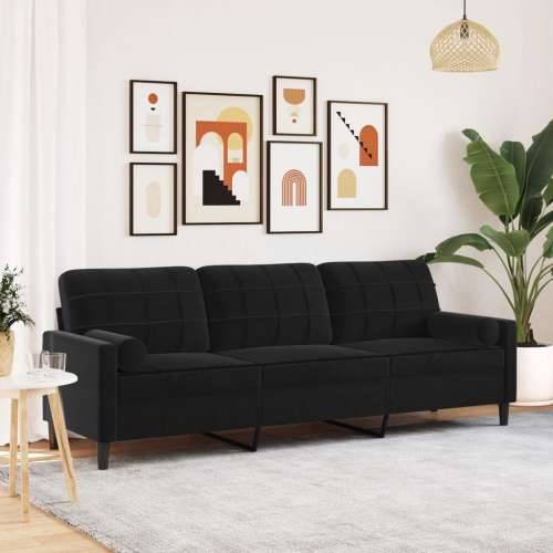 Trosjed s ukrasnim jastucima crni 210 cm baršunasti - Crna 210 cm Cijena