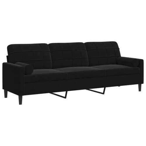 Trosjed s ukrasnim jastucima crni 210 cm baršunasti - Crna 210 cm Cijena