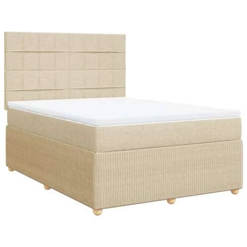 Krevet s oprugama i madracem krem 140x200 cm od tkanine Krema 140 x 200 cm Blok s kvadratima Cijena