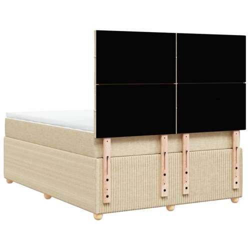 Krevet s oprugama i madracem krem 140x200 cm od tkanine Krema 140 x 200 cm Blok s kvadratima Cijena